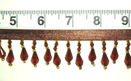 C1  Brown Teardrop Beaded Fringe Sewing Trim 1