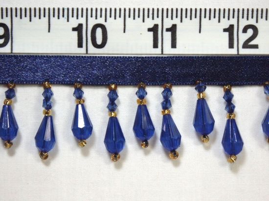 C1  Blue Teardrop Beaded Fringe Sewing Trim 1