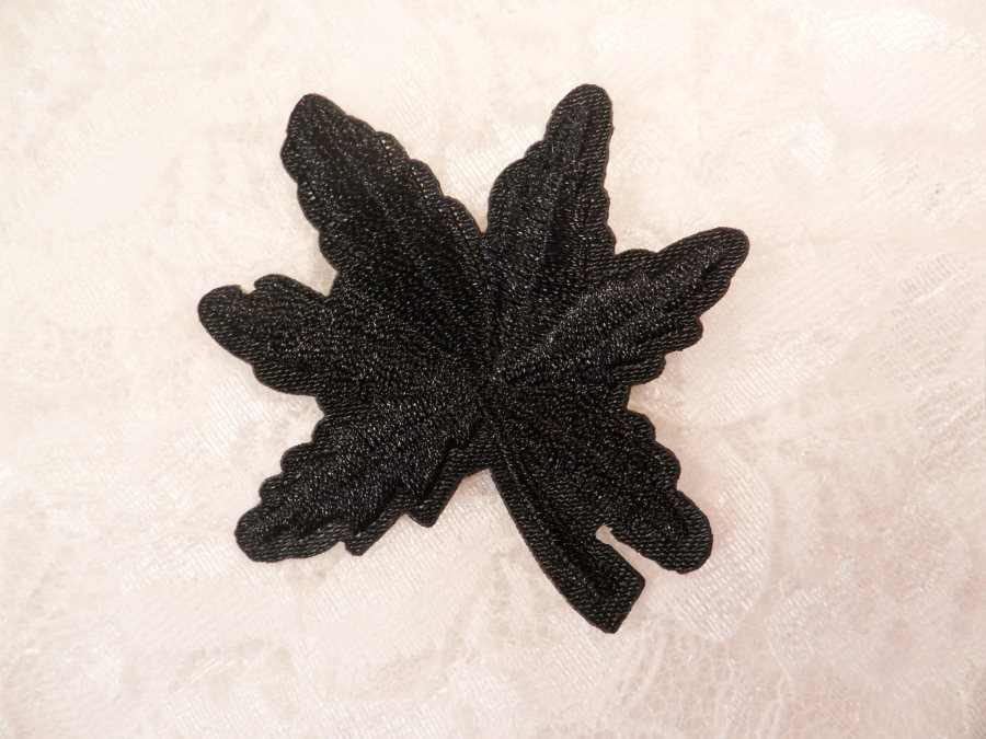 Embroidered Leaf Applique Black Clothing Patch Craft Motif 2 (BL116)