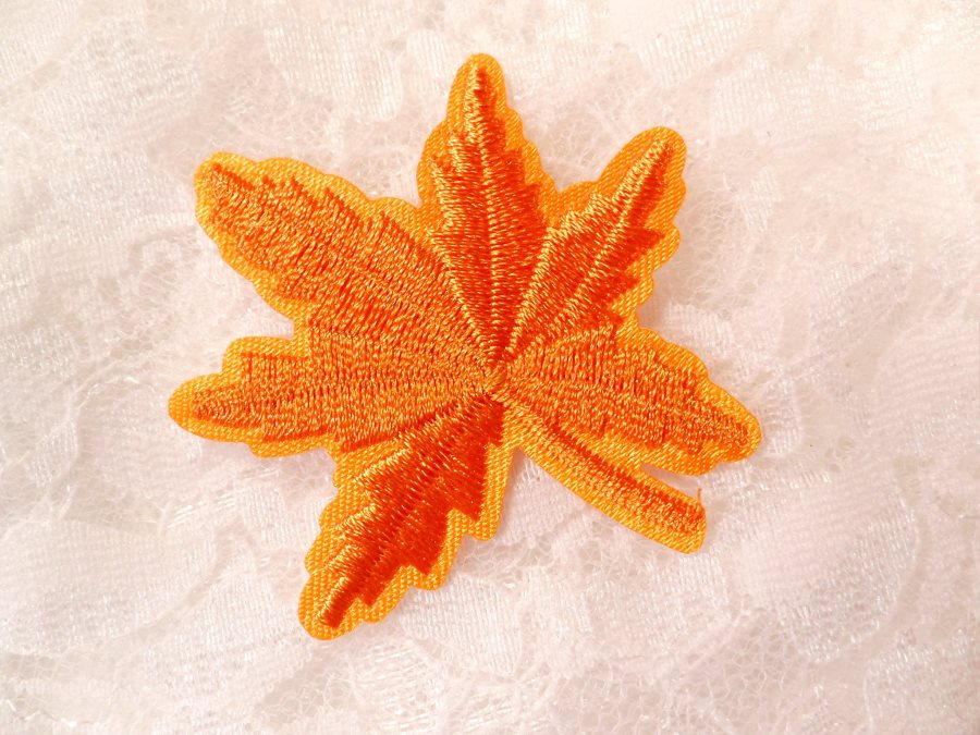 Embroidered Leaf Applique Orange Clothing Patch Craft Motif 2 (BL116)
