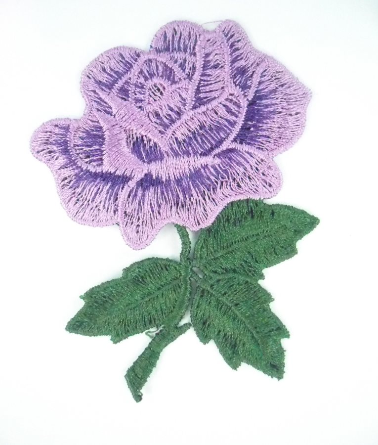 Embroidered Applique Lavender Rose Craft Patch 3.5 BL132