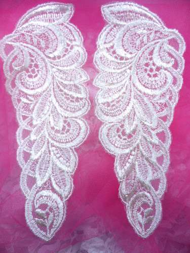 BL47 Ivory Floral Venise Lace Mirror Pair  Appliques 7