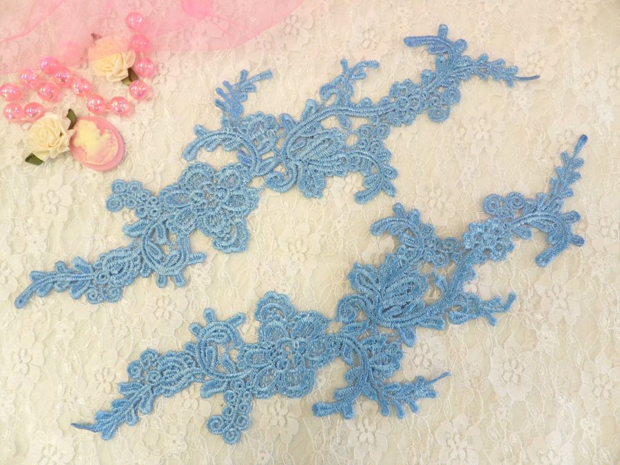 Embroidered Floral Applique Mirror Pair Denim Clothing Patch Craft Motif 13.5 (BL98X)