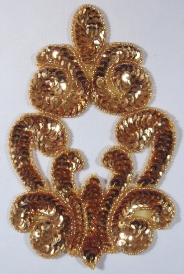 Gold Motif Sequin Beaded Applique Victorian 0019
