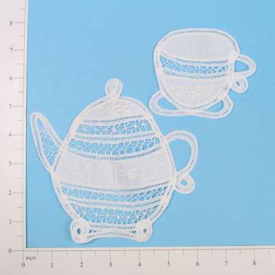E5286 Set of Two Lace Tea Pot  Tea Cup Appliques 6
