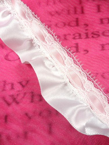 C000686  Pink White Ribbon Lace Sewing Trim 1.25\