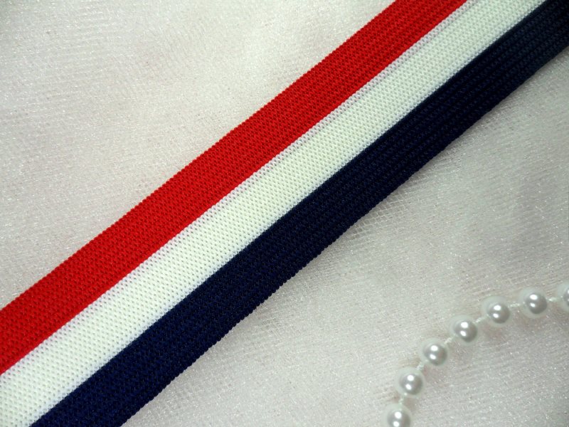 RMC132-13  REMNANT Stretch Trim Patriotic Red White Navy Blue Elastic Suspender Belt Banding
