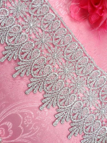 C182 Metallic Silver Heart Venice Lace Sewing Trim 4
