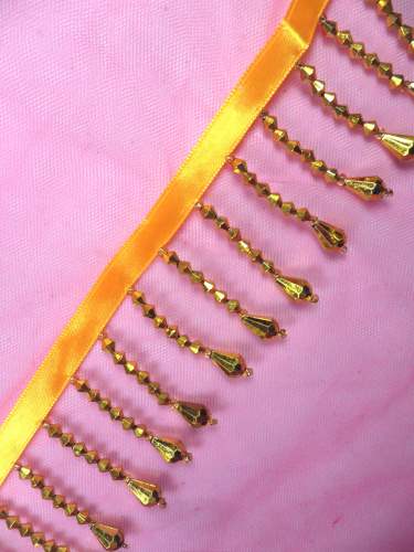C2 Metallic Gold Teardrop Beaded Fringe Sewing Trim 2