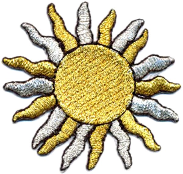 Embroidered Sun Applique Metallic Gold Silver