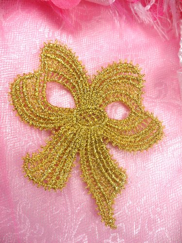 C615896 Gold Venise Lace Victorian Bow  Applique 5.5\