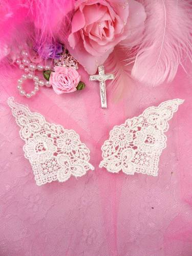 C67 Ivory Venice Victorian Lace Mirror Pair Collar Appliques 3.75\