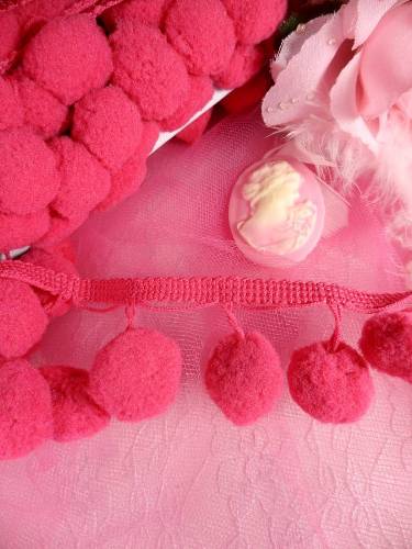C850470  Rose Pom Pom Sewing Fringe Trim 1.5