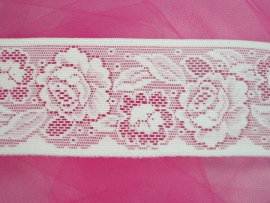 C96  Two Yards White Lace Rose Sewing Trim 27.5