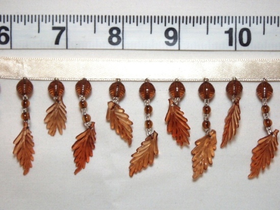 C98  Brown Leaf Beaded Fringe Sewing Trim 2
