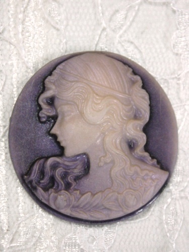 CB24  Purple Victorian Cameo Bead 1.5