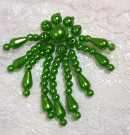 Green  Dangle 2.25 Sequin Beaded Applique 0113