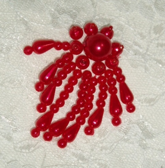 Red Dangle 2.25 Sequin Beaded Applique 0113