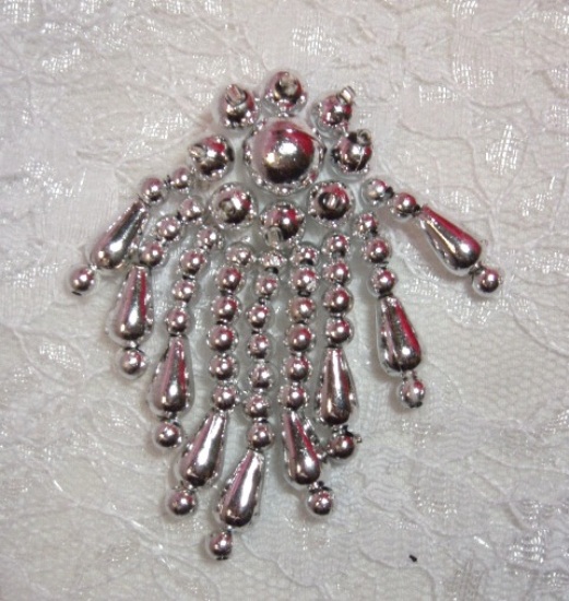 Silver Dangle 2.25 Sequin Beaded Applique 0113