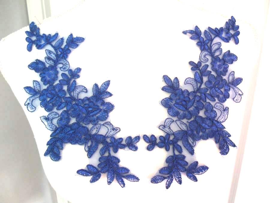 Embroidered Venice Lace Appliques Blue Floral Venice Lace Mirror Pair 10 (DH109X)