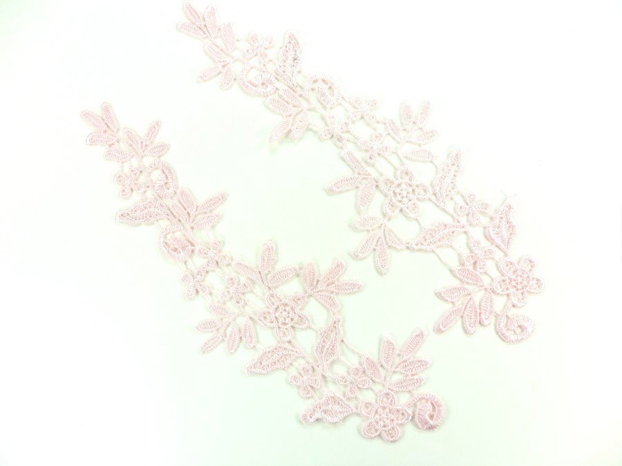 Embroidered Appliques Lace Pink Mirror Pair Sewing Clothing Patch DH138X