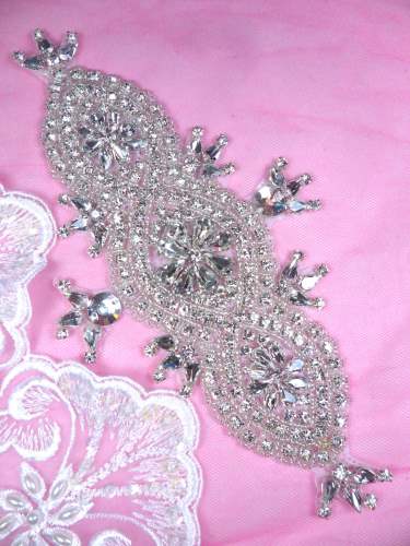 DH46 Applique Crystal Clear Rhinestone Patch 8.75\
