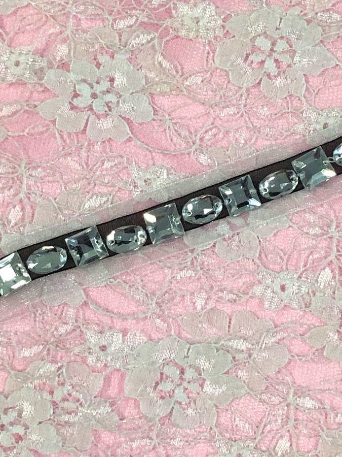 E1336 Crystal Jeweled Gems Organza Beaded Trim 3/4