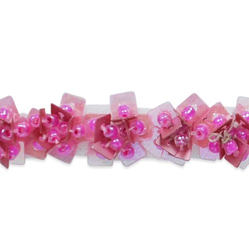 E1554 Floral Sequin Beaded Trim Fuchsia  .5\