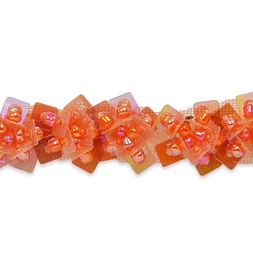 E1554 Floral Sequin Beaded Trim Orange .5\