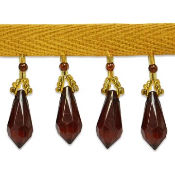 E1558 Brown Gold Teardrop Beaded Sewing Trim 1\