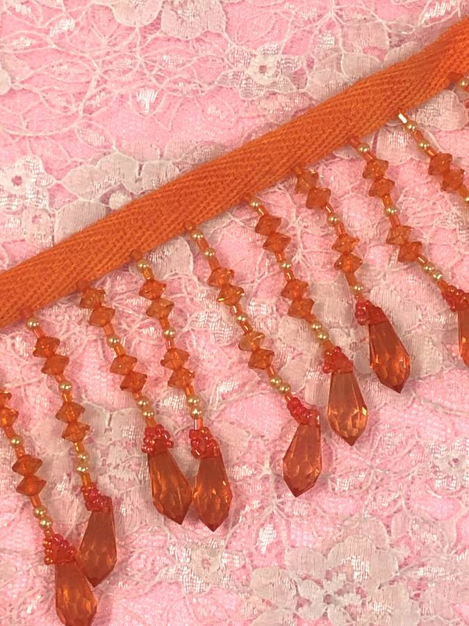 Bright OrangeTeardrop Beaded Sewing Trim