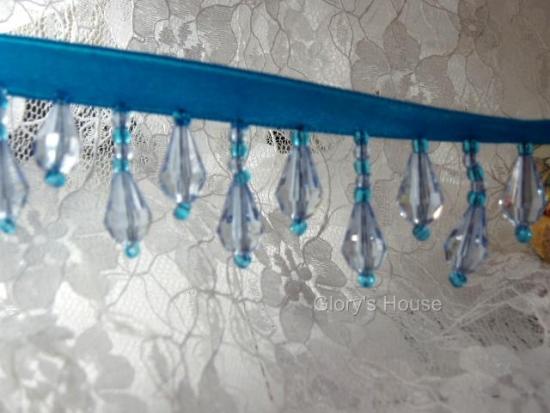 E1670 Turquoise Teardrop Beaded Fringe Sewing Trim 1