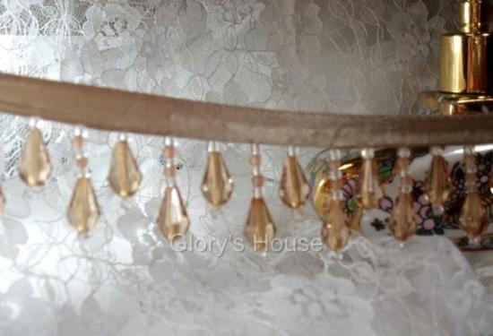 E1670 Champagne Teardrop Beaded Fringe Sewing Trim 1\