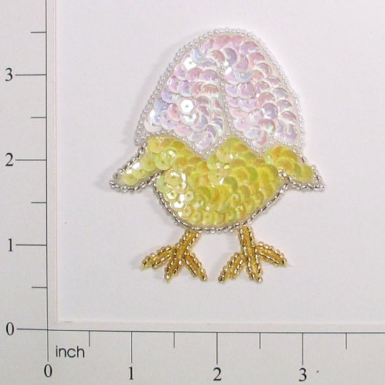 E30214 Halfcracked Chick Beaded Sequin Applique 2.75\