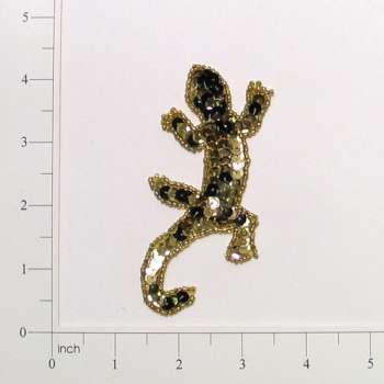 E470 Gold Lizard Beaded Sequin Applique 4\
