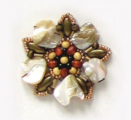 E5863  Natural Pearl Shell  Beaded Applique Motif  2\