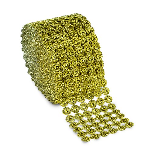 E7004 Gold Diamond Faux Daisy Rhinestone (Look) Mesh Wrap Trim