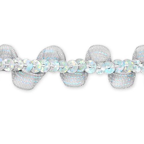 E7030 Silver Ruffle Sequin Sewing Craft Trim 5/8\