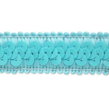 E7039  Baby Blue Trim Sequin Stretch  7/8\