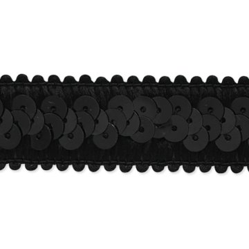 E7039  Black Trim Sequin Stretch  7/8\