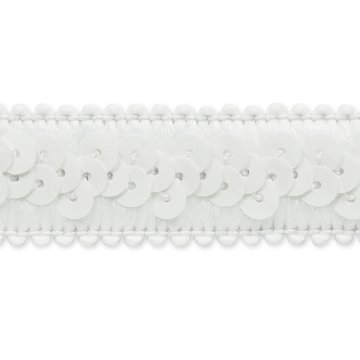 E7039 Chalk White Trim Sequin Stretch  7/8\