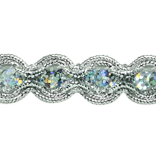 E8044 Silver Holographic Sequin Cord Sewing Craft Trim 5/8