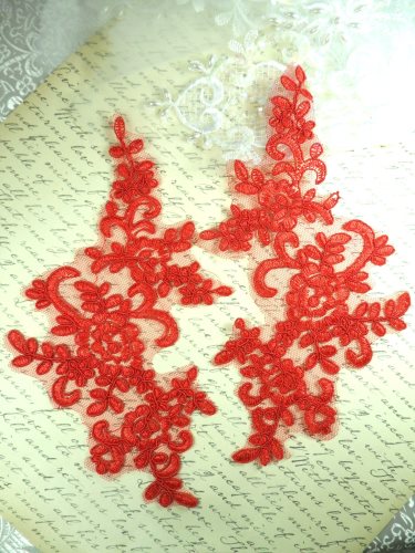 GB288 Venise Lace Appliques Red Floral Mirror Pair 9\