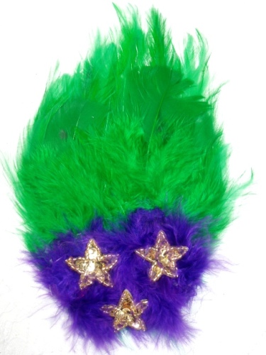 FB53  Mardi Gras Feather Gold Sequin Applique Brooch 7