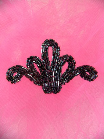 FS1049 Gunmetal Beaded Applique 2.5