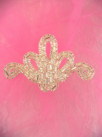 FS1049 Silver Beaded Applique 2.5