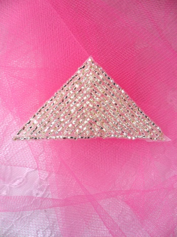 FS865 Silver Triangle Beaded Applique 2.5