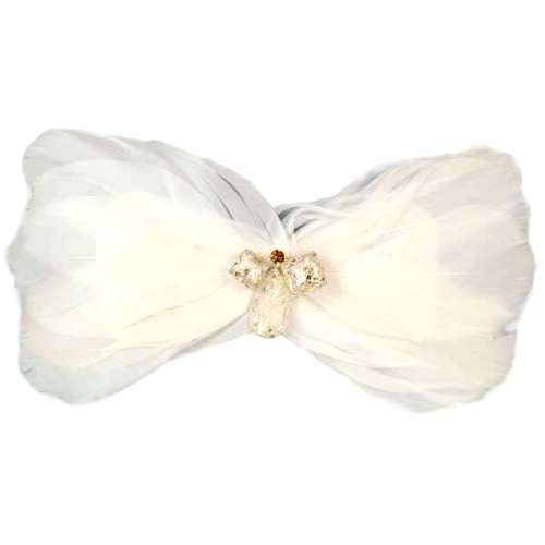 E4152  White Crystal Feather Applique Brooch 5\