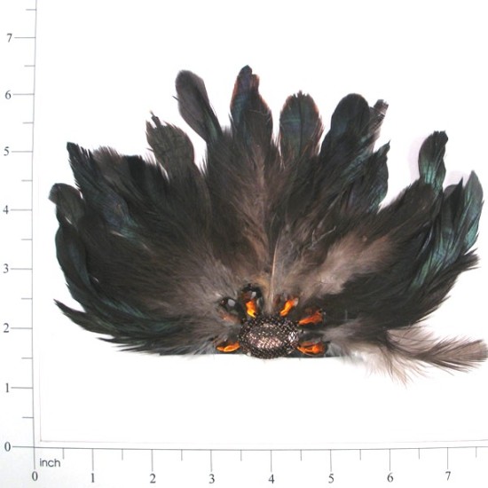 E4153    Brown & Green tinted  Feather Brooch Applique 8.5