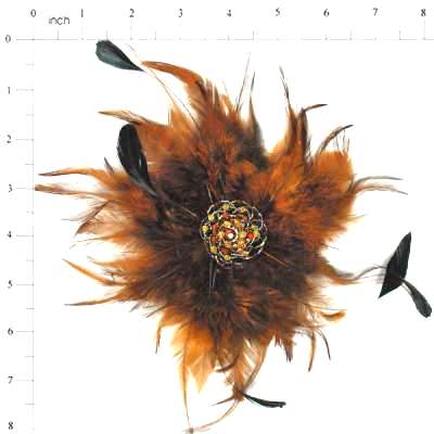 E4162  Brown Victorian Feather Brooch / Applique 9\